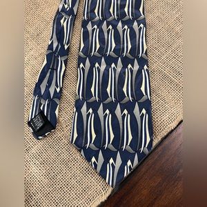 615 Collection 100% Silk Tie Navy Gray Cream